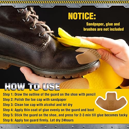 Miniatura 10 de 8 protectores de dedos para botas de trabajo de punta de goma para reparación