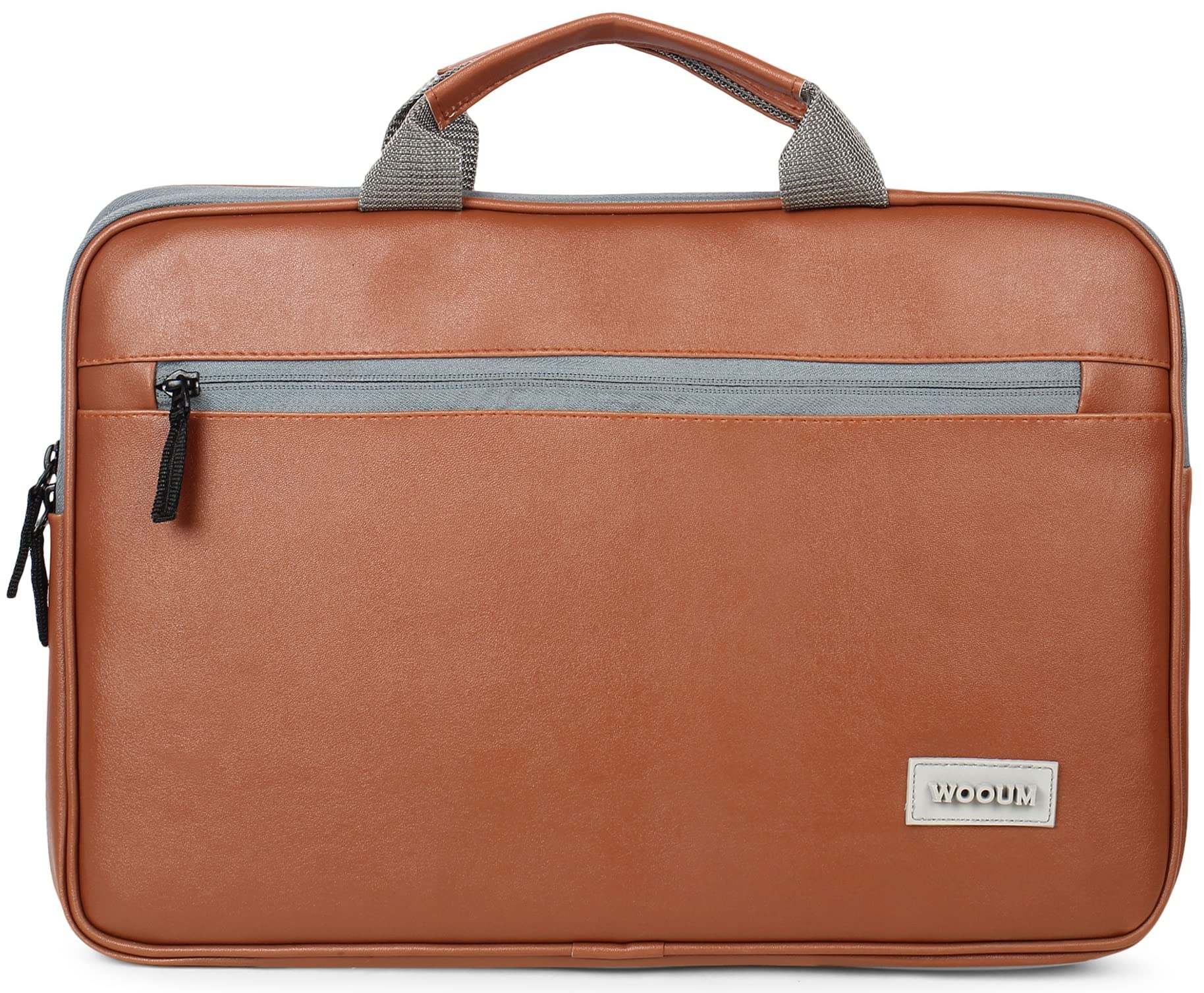 Wooum PU Leather 15.6 Inch Water Resistance Laptop Bag/Laptop Sleeve/Laptop Cover/Laptop Pouch for HP, Dell, Lenovo, Asus Notebook MacBook Pro 16/15 Acer Samsung Chromebook with Handle (Light Brown)