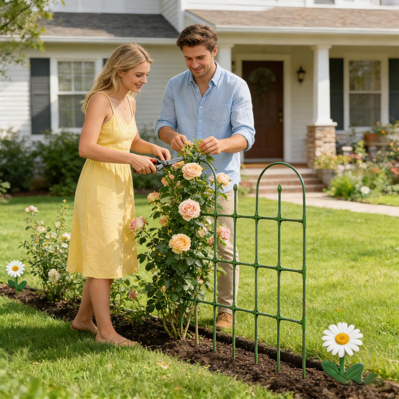Traliccio da giardino – 90 x 120 cm, graticcio, supporto regolabile per piante di rose, rampicante per fiori, verdure, giardinaggio verticale per piante all'aperto