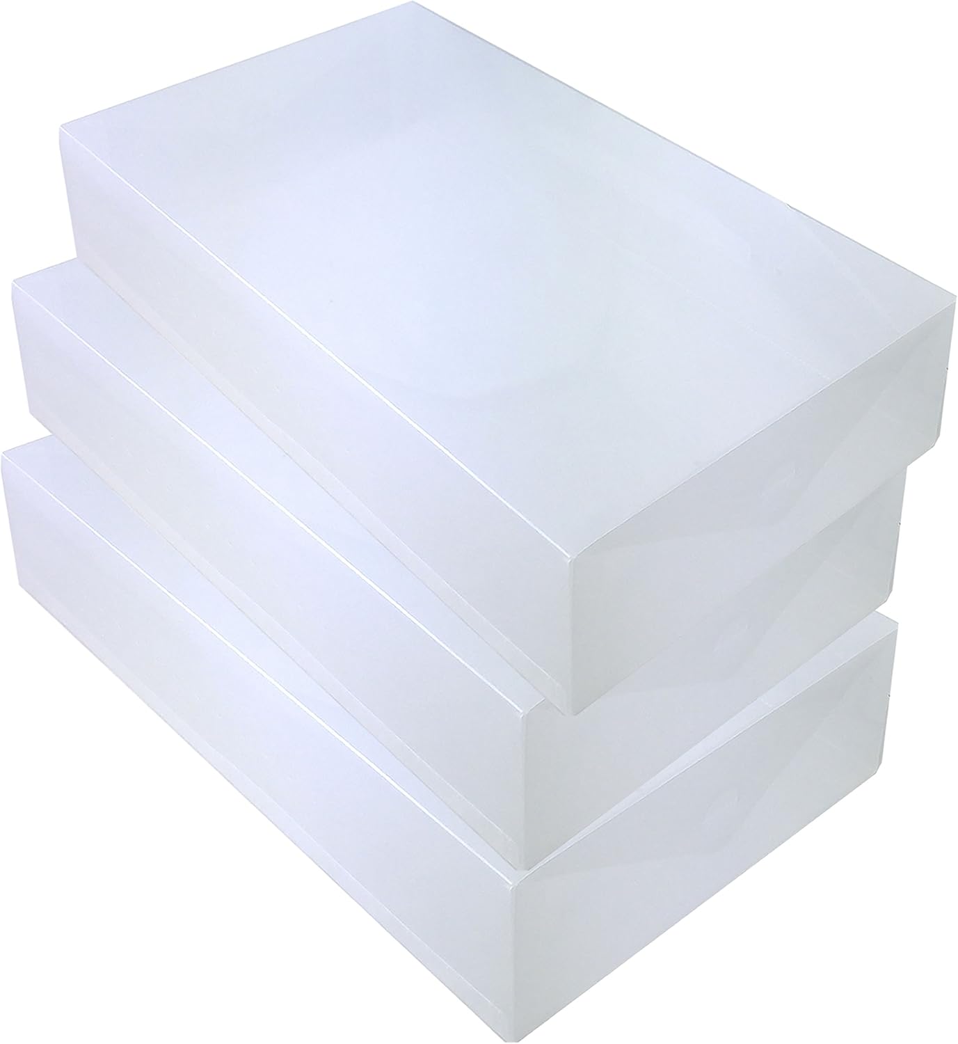 3x DynaSun PP436 Heavy Duty Clear Plastic Boot Shoe Storage Box