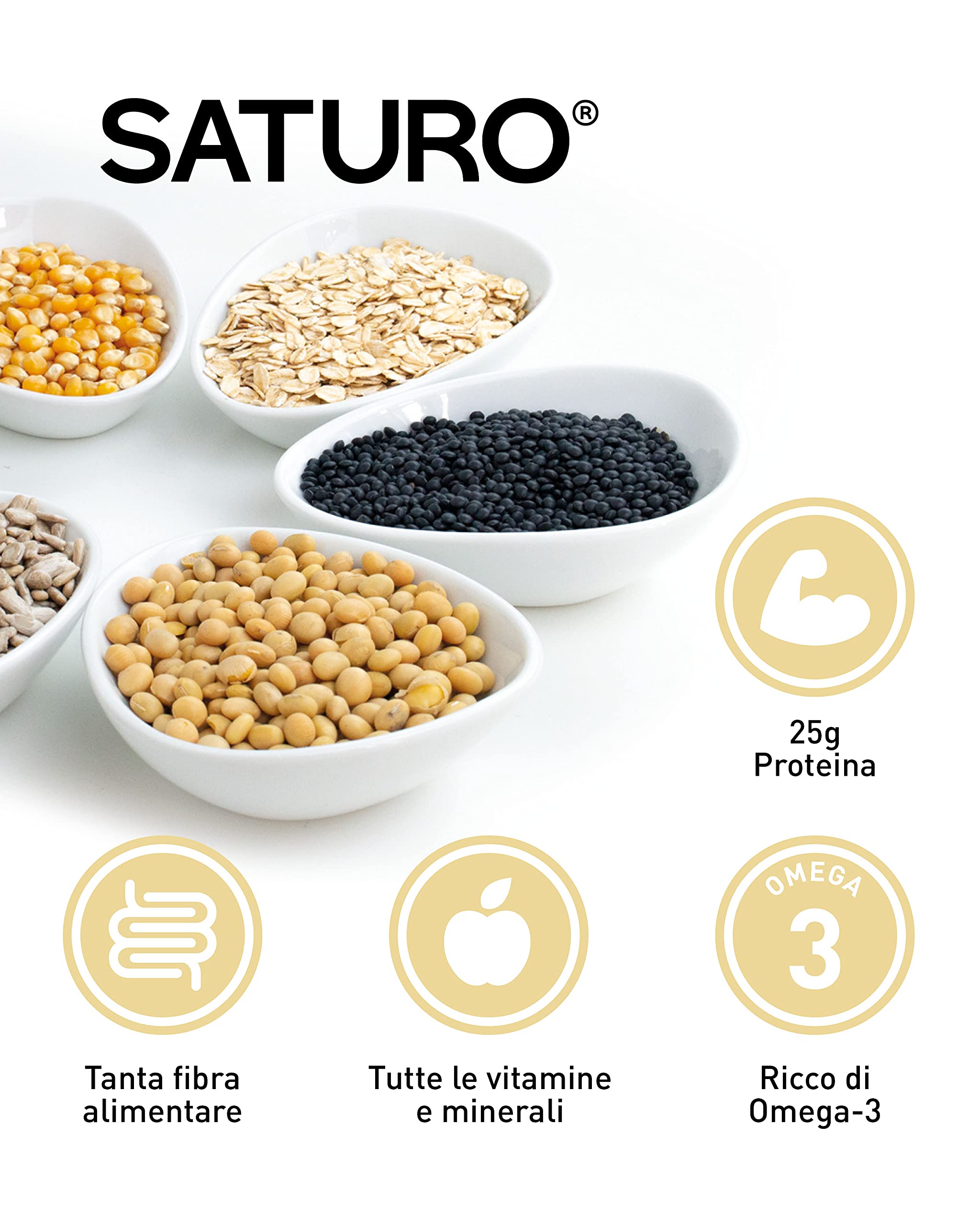 Saturo Pasto Sostitutivo Frullato Gusto Vanilla | 36 g di proteine & senza zucchero | 400 kcal | Vegano | Pasto Bevibile con Nutrienti Essenziali | Vaniglia | 12 x 400 ml