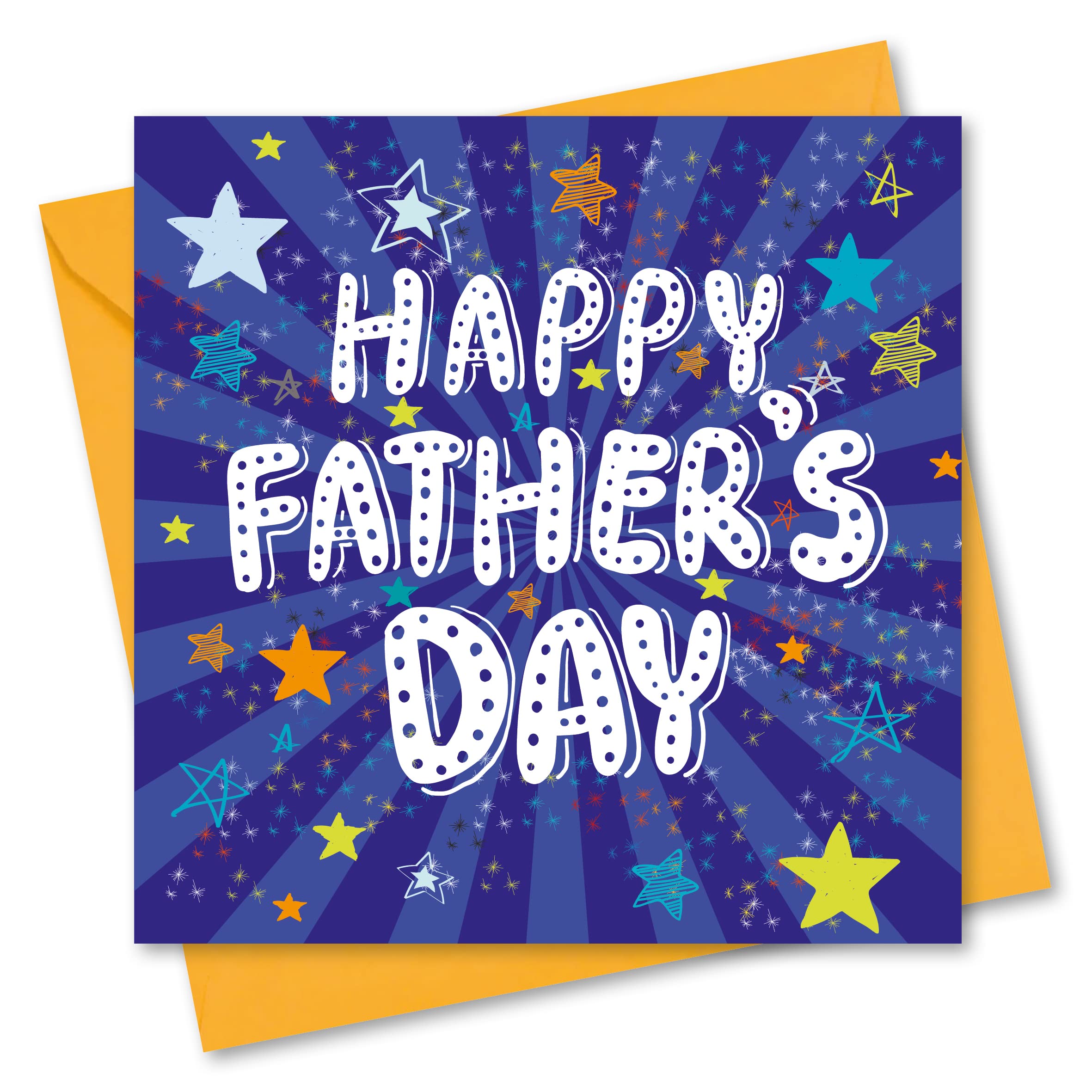 Fathers Day Card. Card for Dad. Star Burst Design with matching Envelope. 150x150mm. Ecofriendly.The Forest Stewardship Council