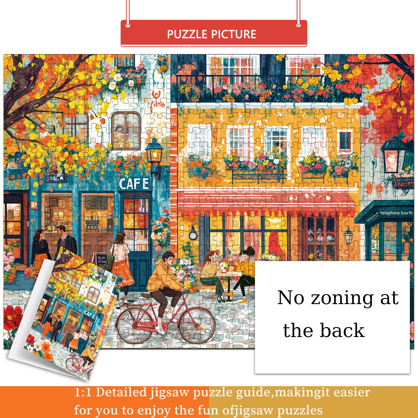 HUADADA 500 Piece Jigsaw Puzzles for Adults Puzzle game 500 piece difficult jigsaw puzzles for adults Family Decoration Puzzle-Romantic Street(No partitioned areas on the back) - Image 2