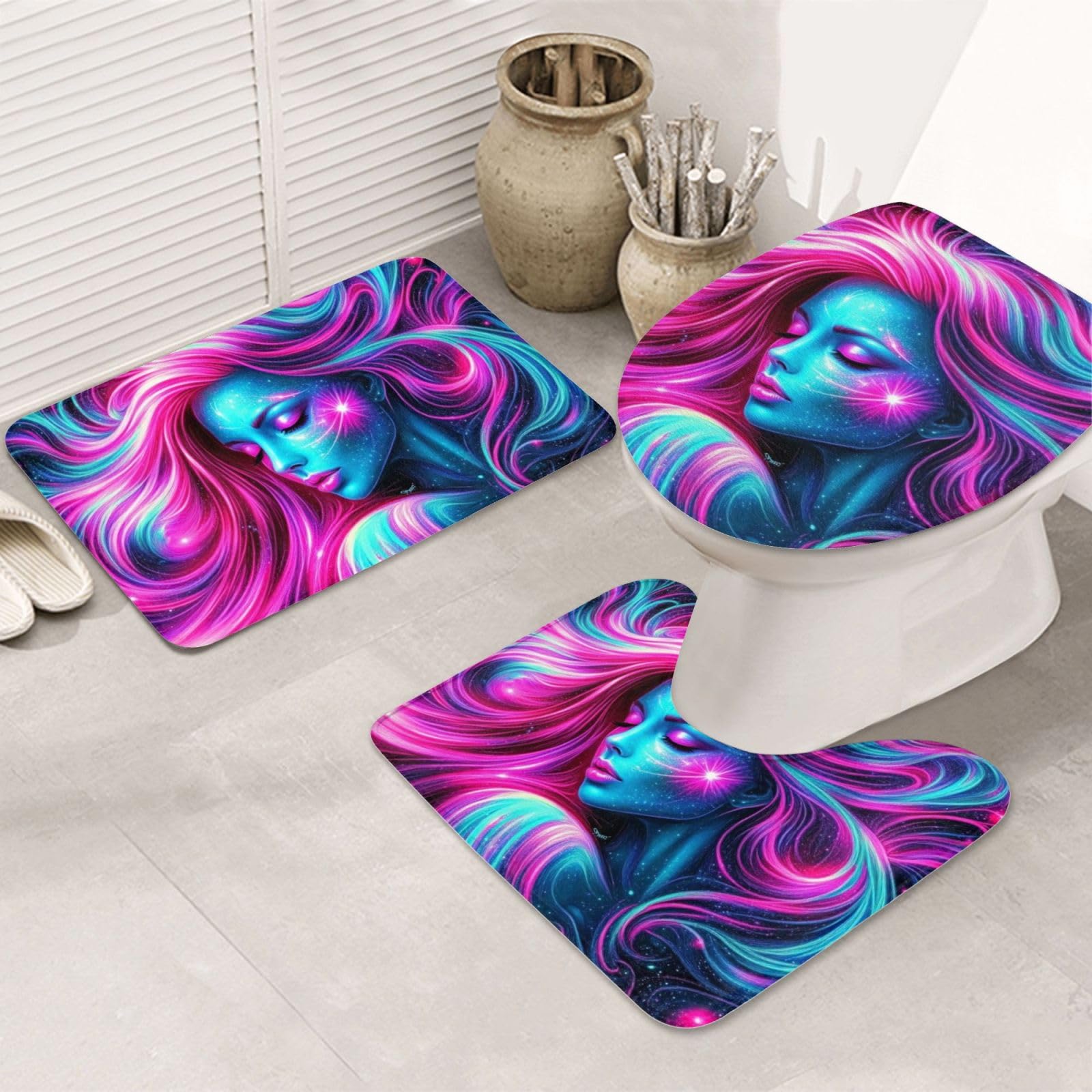 Alfombrilla de baño de diosa con tapete de contorno para renovar el aseo familiar