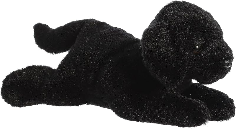 Aurora® Adorable animal de peluche Flopsie™ Labrador negro - Se utiliza para crear aventuras de juego imaginativas - Perfecto para cumpleaños, niños y adultos, todas las edades - Negro 12 pulgadas