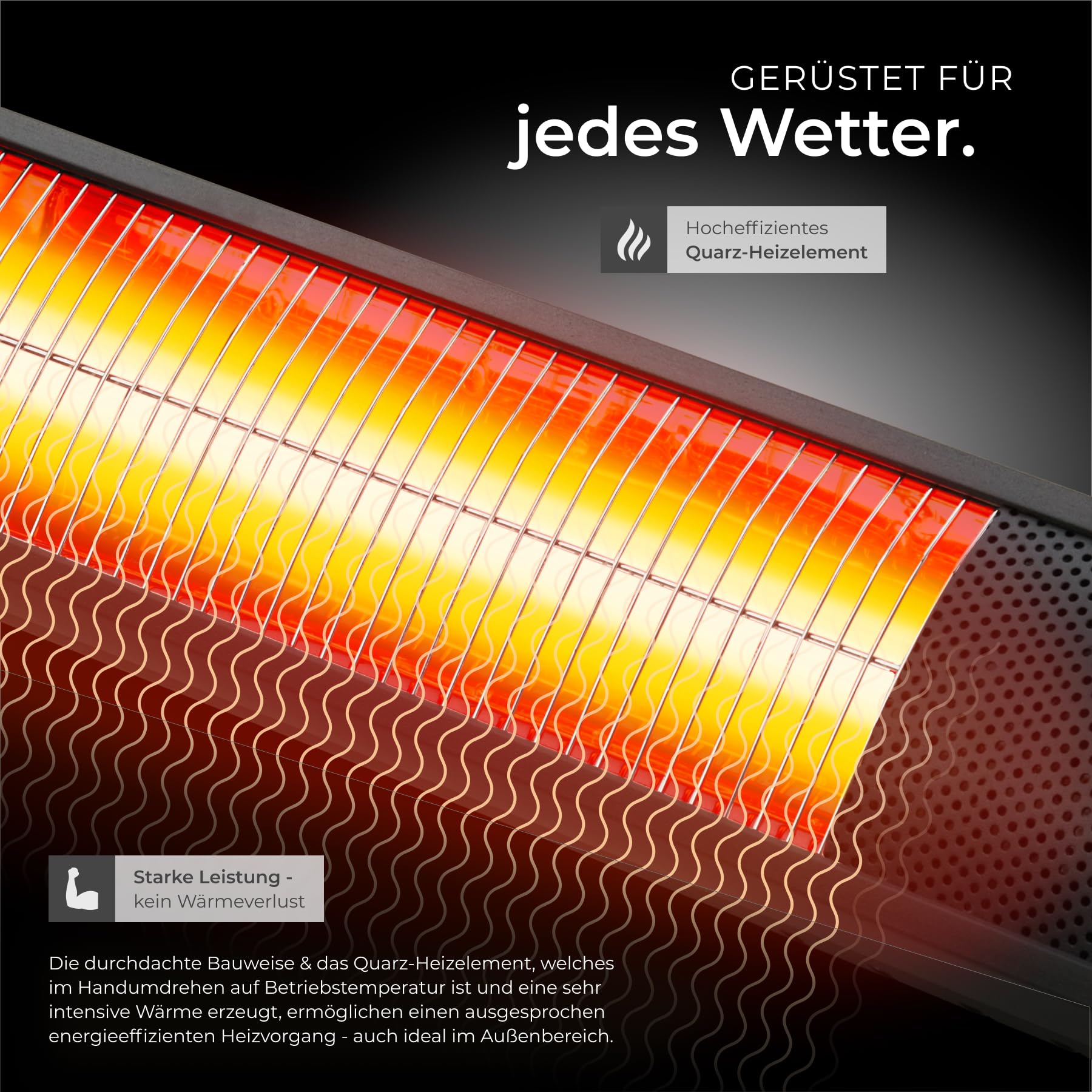 tectake® Infrarot Heizstrahler mit Fernbedienung als Wandheizung oder für Decke, outdoor und indoor, Wärmelampe hängend für Terrasse, Infrarotheizung Camping, elektro Wärmestrahler 3000W