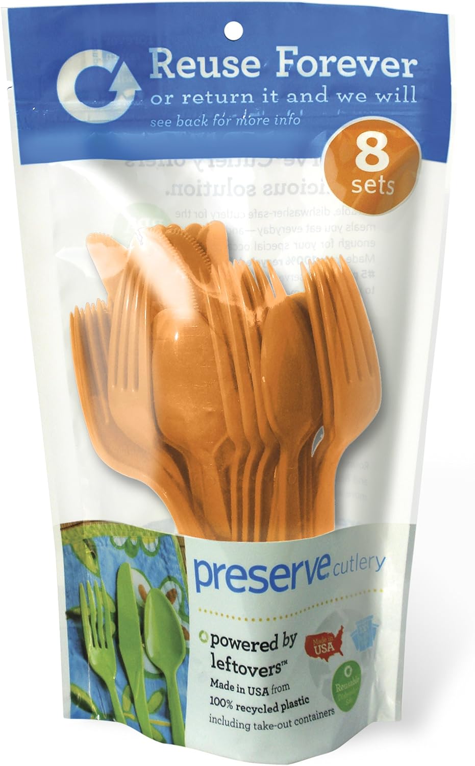 Preserve On the Go Cutlery Set: 8 Forks, 8 Knives, 8 Spoons, Pepper Red (Pack of 3)