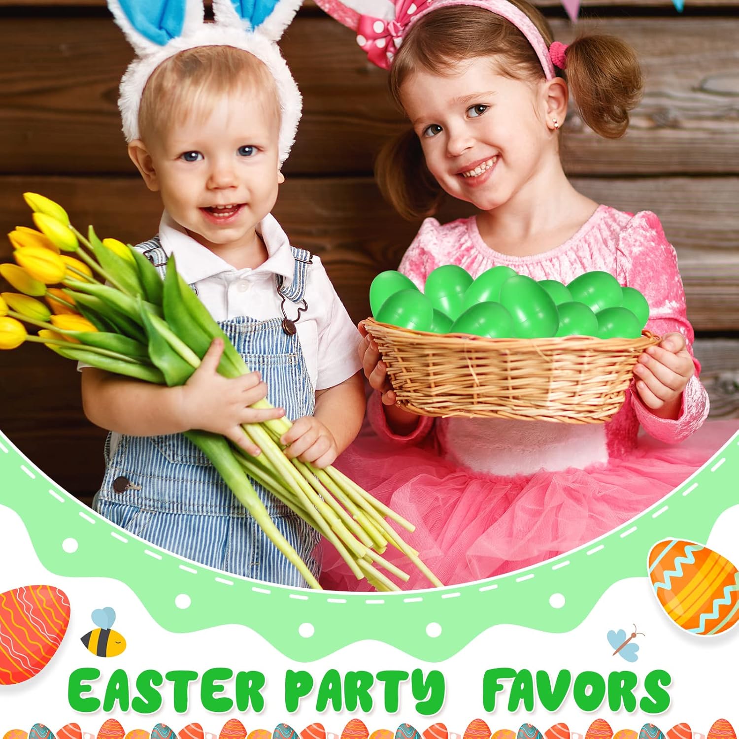 Deekin 100 Pcs Plastic Easter Eggs Fillable Empty Colorful Bright Eggshells for Easter Hunt, Filling Treats, Party Favor, Basket Stuffers, Classroom Prize Supplies(Green)