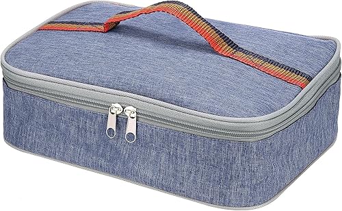 Miniatura 1 de PATIKIL Bolsas de almuerzo aisladas de 9 x 6 x 3 pulgadas, bolsas portátiles para alimentos, bolsas Bento planas, reutilizable, térmica, para