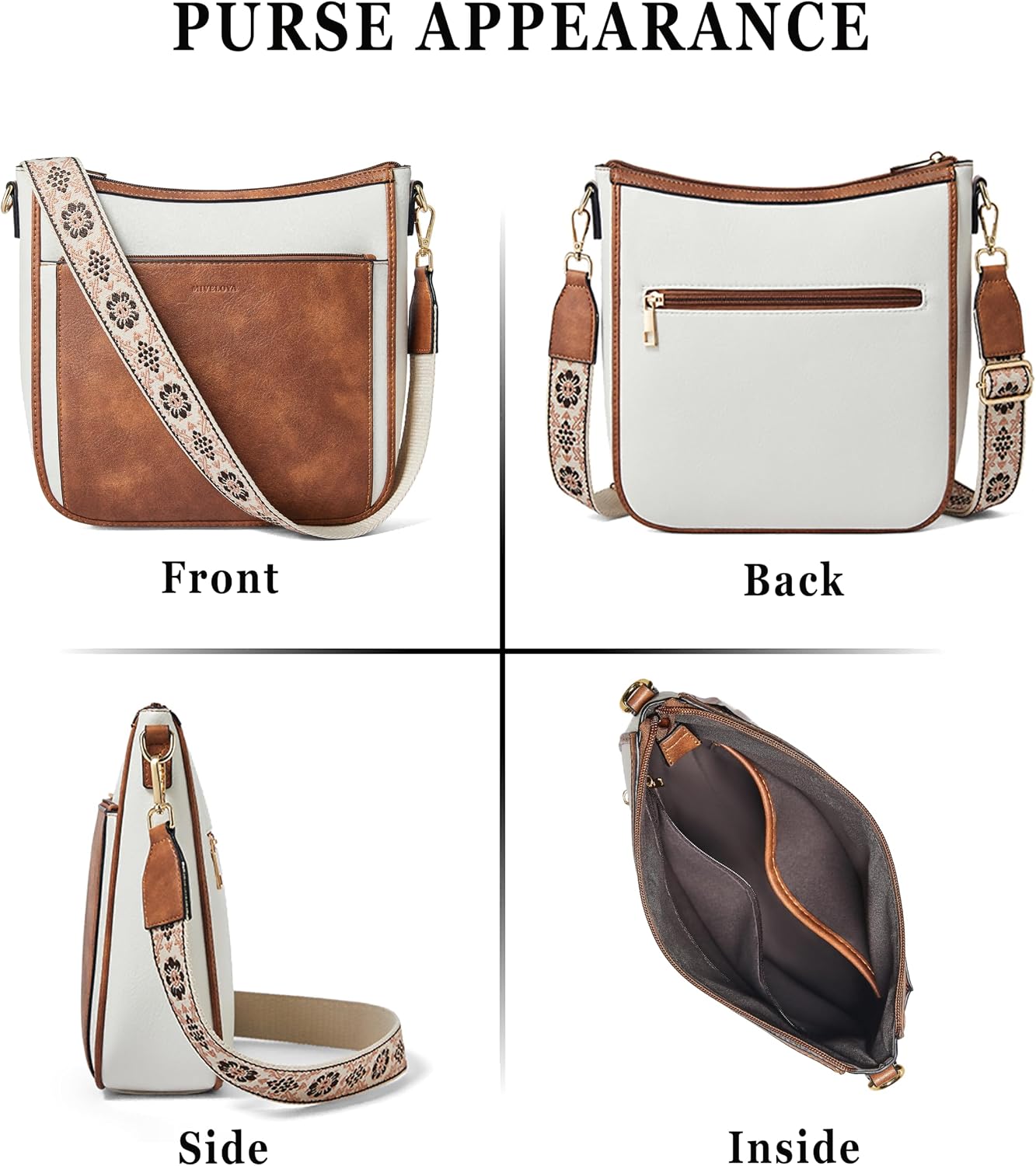 Crossbody Bags for Women Hobo Purses - Vegan Leather Cross Body Bag with 2 Straps Trendy Shoulder Handbag for Daily Use