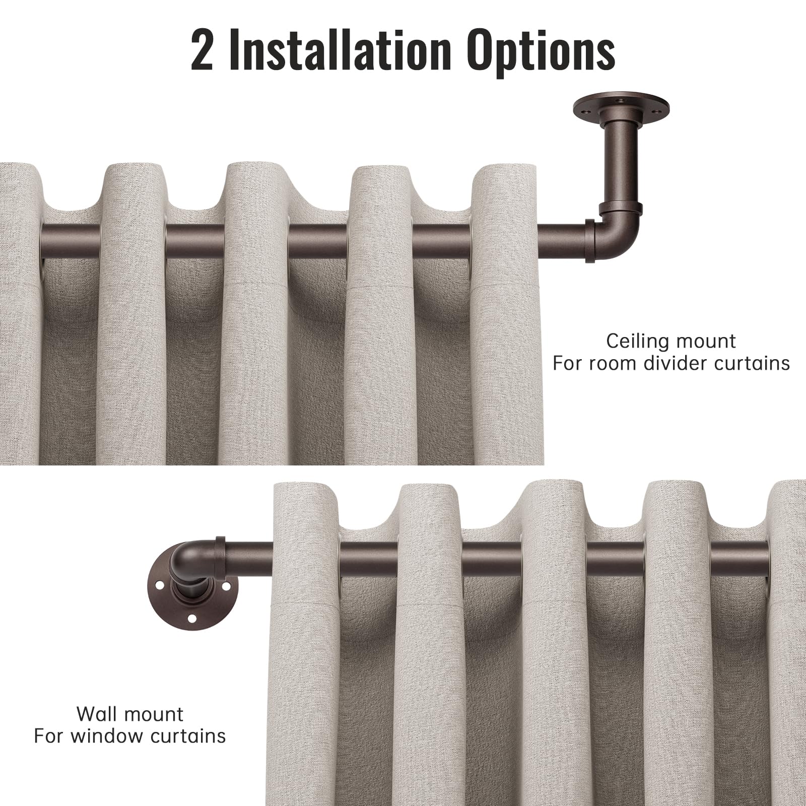 Bastoni per tende per tende con occhielli, aste per tende industriali da 80-305 cm, diametro 25 mm, aste per tende estensibili per interni/esterni, per camera da letto, soggiorno, ufficio