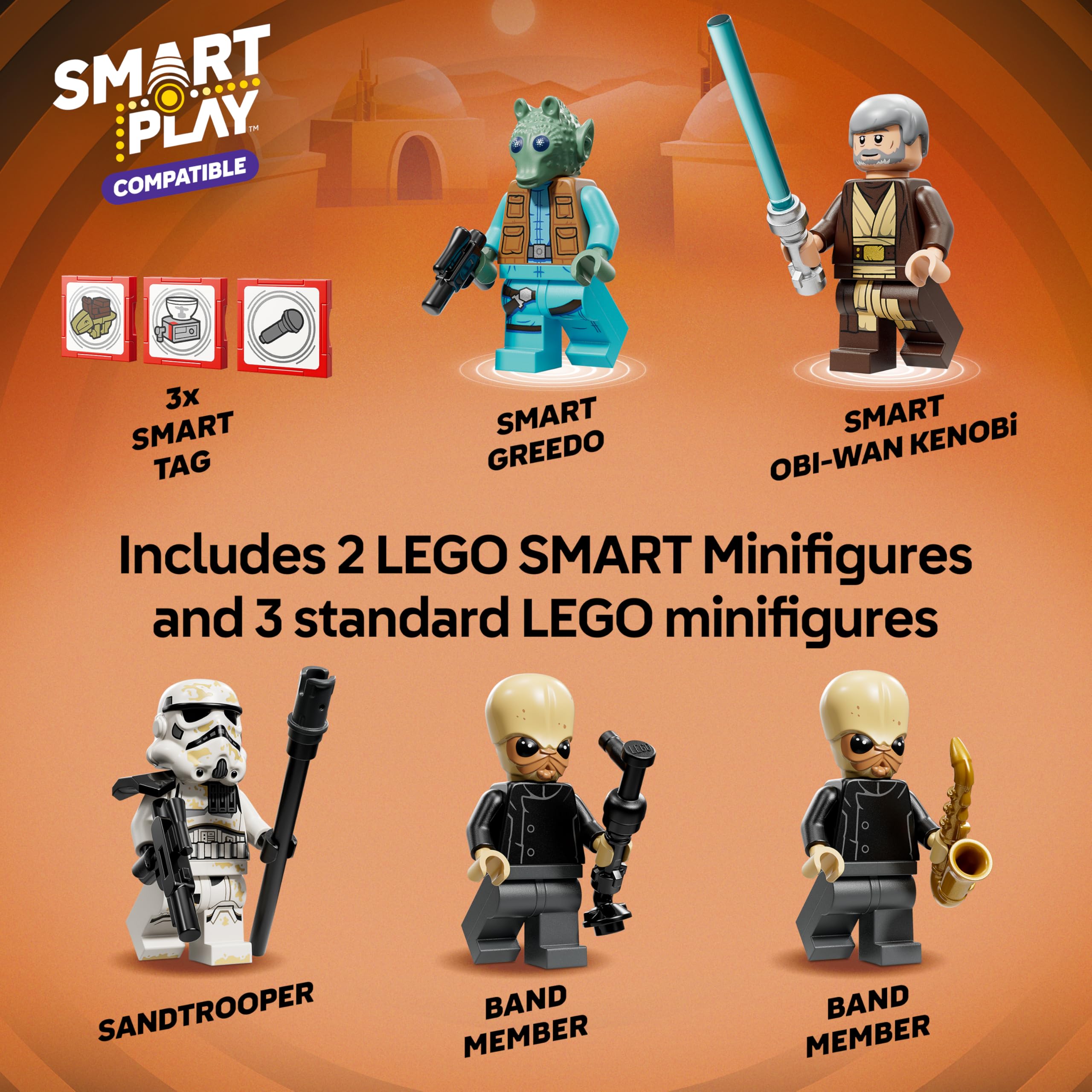 LEGO Star Wars 75425 SMART Play: Mos Eisley Cantina, Compatible Interactive Toy Set incl. 3 SMART Tags and 2 Minifigures - Image 4