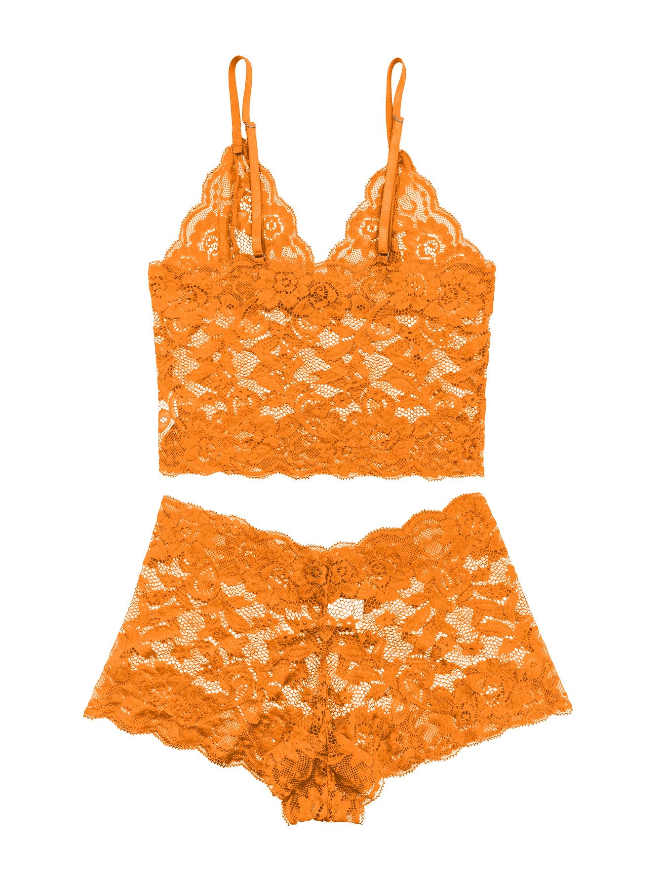 Lilosy Sexy Sheer Floral Lace Pajamas Lingerie Set High Waist Sleepwear Bra and Panty 2 Piece Nightwear