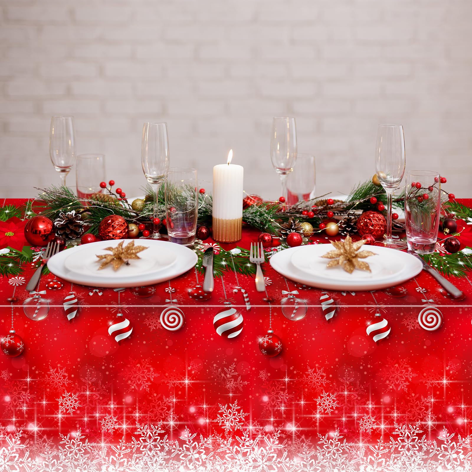 Mantel De Tela Rojo Para Navidad, Rectangular 150x180 Cm, Antimanchas Y Resistente A Arañazos, Lavable, Decoración De Mesa Festiva
