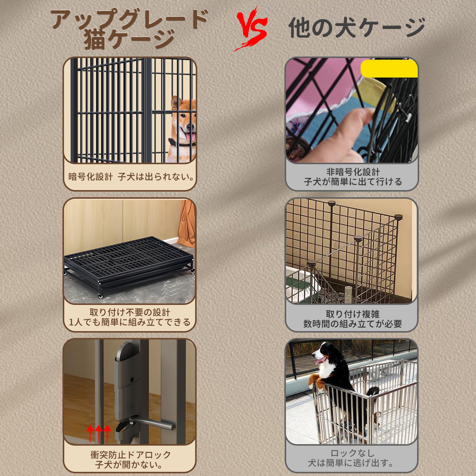 Amazon.co.jp: GOLOKOO 犬のケージ【95*60*77cm】犬 サークル ペット
