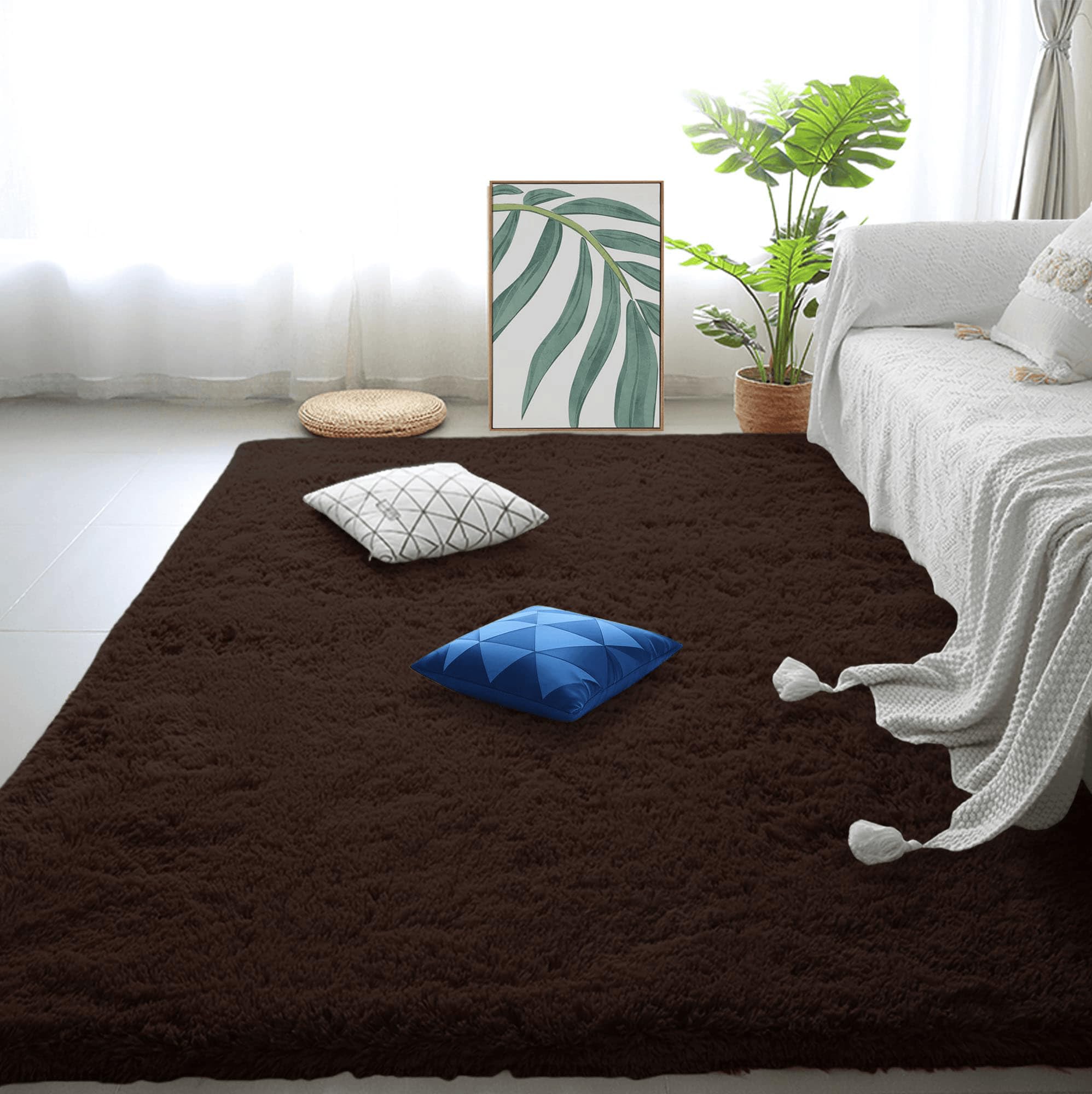 Moquette lavable 380x380 cm grand tapis de salon antidérapant à poil long
