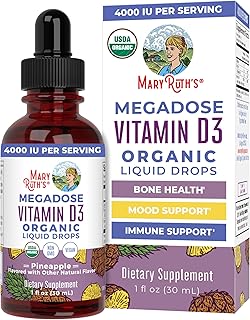 MaryRuth Organics Vitamin D3 Liquid Drops | Megadose 4000 IU | USDA Organic Liquid Vitamin D Spray for Adults & Kids | Immune Support & Bone Health | Vegan | Gluten Free | Non-GMO | 30 Servings