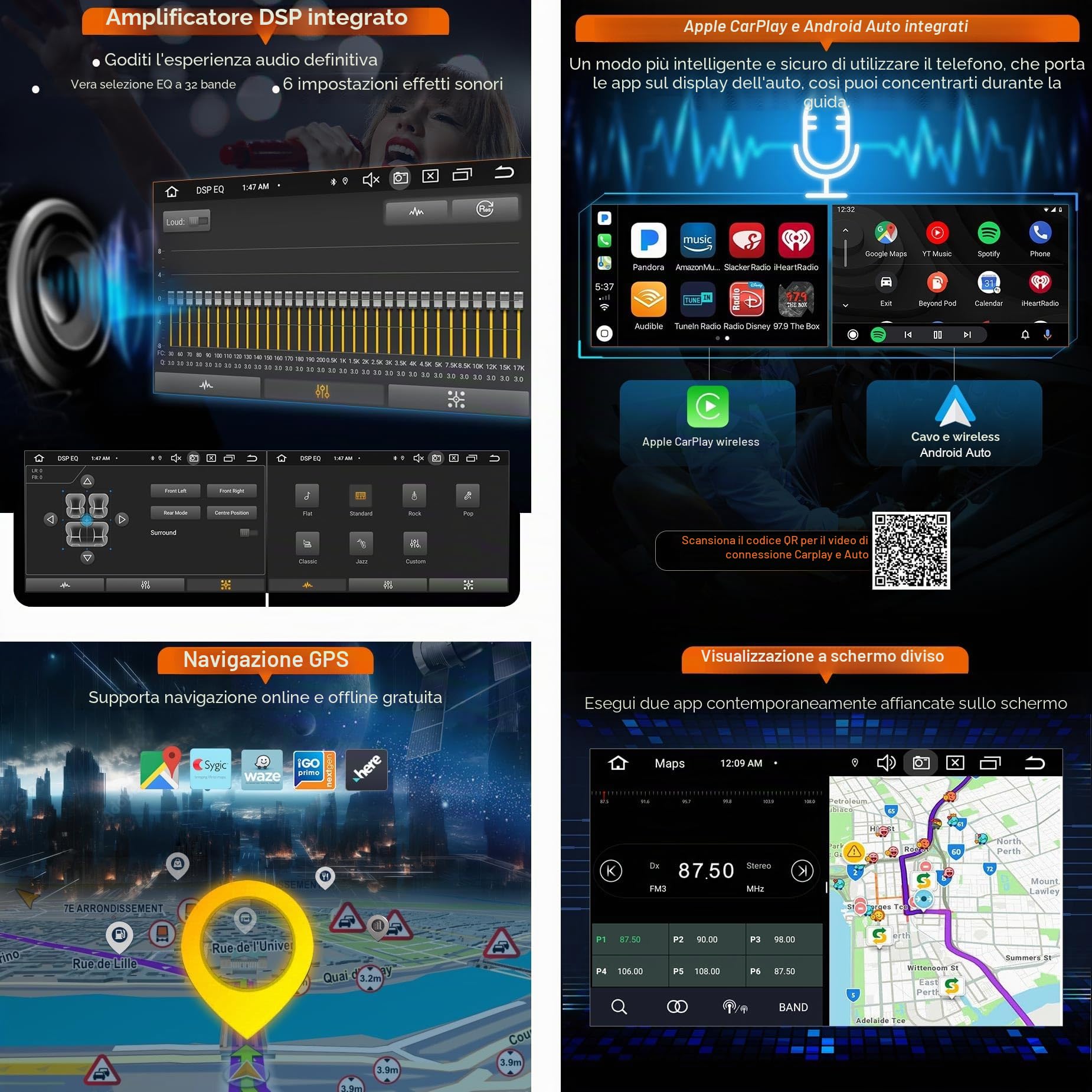 erisin 8-Core 4+64GB Android 14 Autoradio GPS Navigatore per VW Golf 4 T4 Passat B5 Bora Sharan Polo Skoda Seat DAB CarPlay Wifi BT5.0 DSP Canbus SWC RDS FM Radio CD/DVD