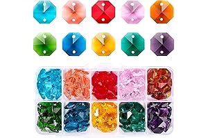 100 Clear Glass Octagon Crystal Beads for Suncatchers and Chandelier Decor