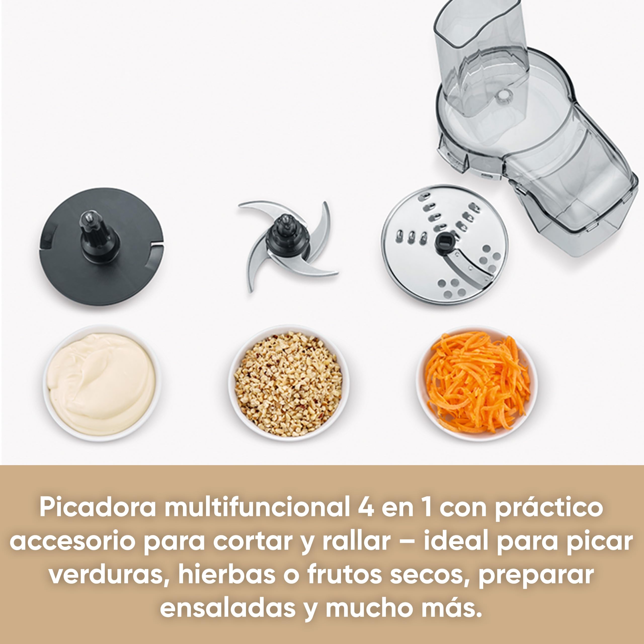 SEVERIN Multi Picadora Compacta, 400 W, 500 ml, Acero Inoxidable, 4 Velocidades, Negro y Plata KM 3865