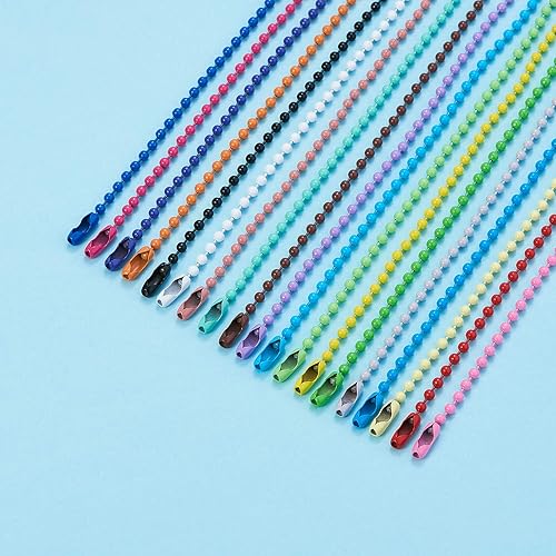 Miniatura 3 de LiQunSweet Cadenas de bolas de hierro de colores arcoíris de 19 colores con conectores soldados para colgar adornos de Navidad, cadena de bolas