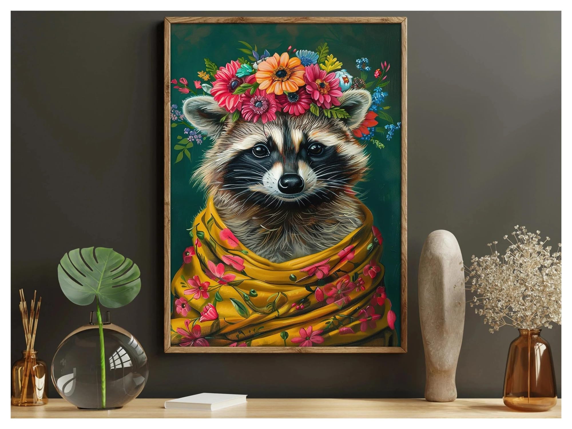 Lienzo de mapache vintage de 30x40 para decorar paredes vacías con elegancia