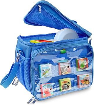 Carrying Case Compatible with Little Tikes Story Dream Machine Books Starter Set, Kids Toys Protective Bag with Handle and Shoulder Strap for Storytime, Little Character CollectionBlue