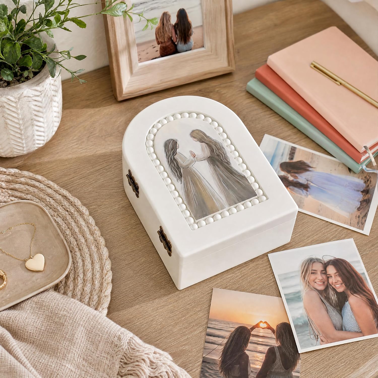 Friendship Keepsake Box for Best Friends and Sisters, Wooden Memory Box image 2