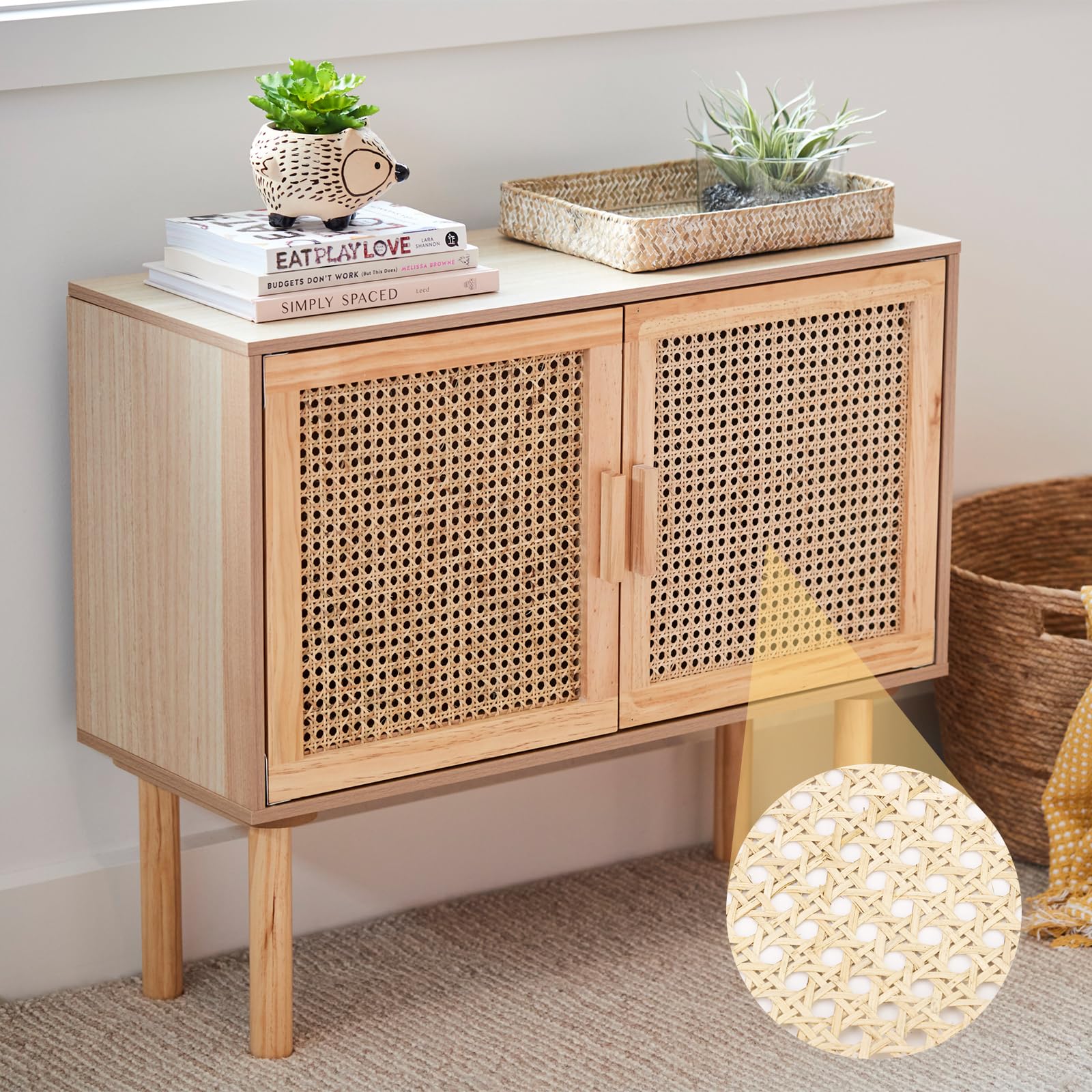 POFIBO Wiener Geflecht - 40 x 100cm Cane Webbing Rattan Roll, Natürliches Rattan Webbing Geflecht für Heimwerker Schrank Stuhl Möbel