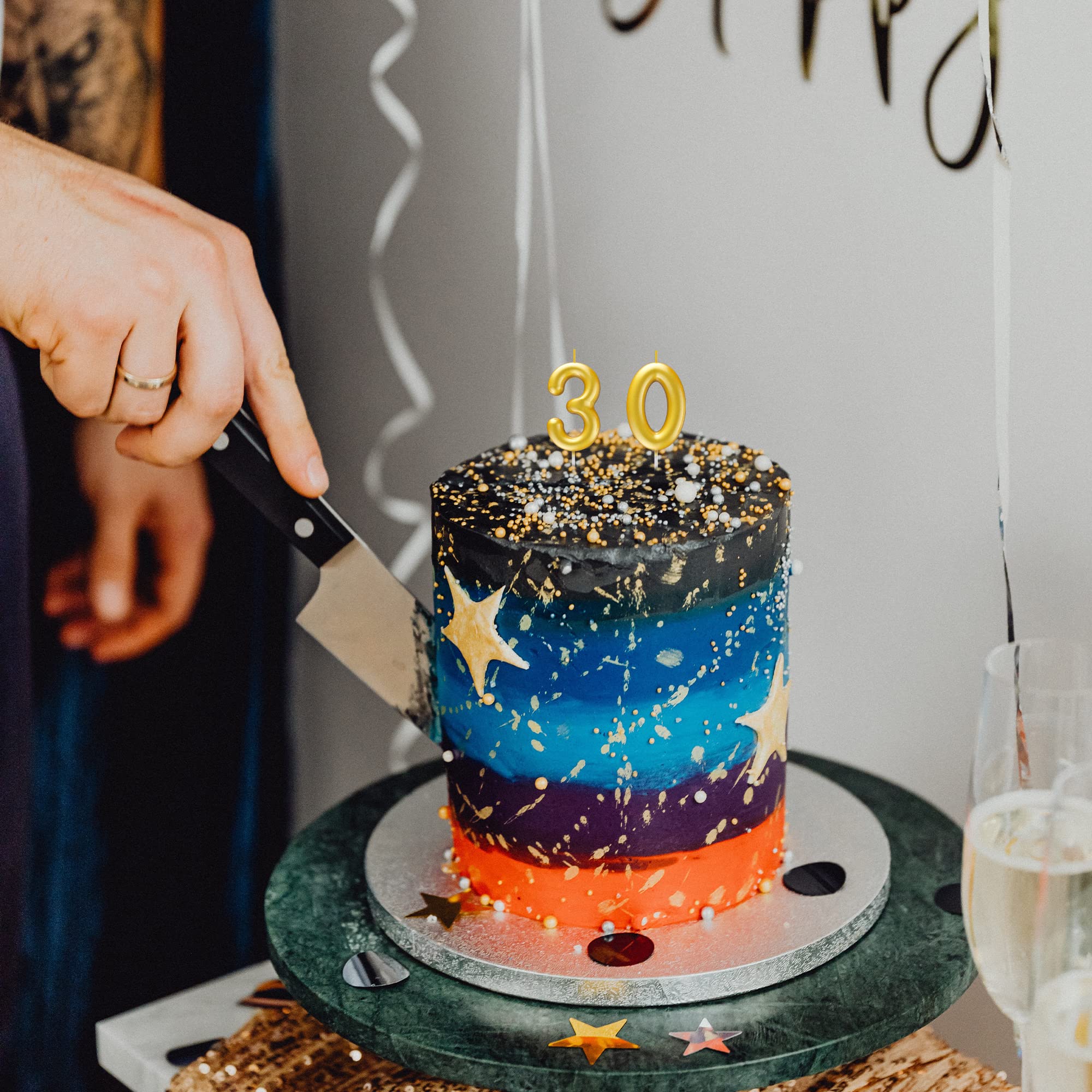 Vela dorada con número 3 para cumpleaños, velas con números 3D para decoración de tartas de cumpleaños, bodas, aniversarios, celebraciones