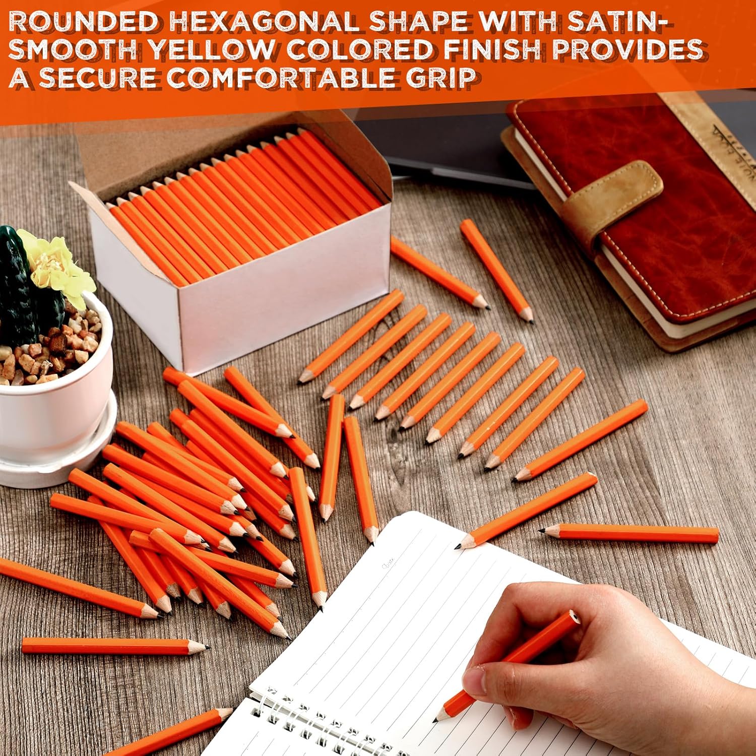 Crtiin 1152 Pcs Golf Pencils Bulk No. 2 HB Short Pre Sharpened Pencils for Classroom Office Supplies, 4 Inch(Orange)