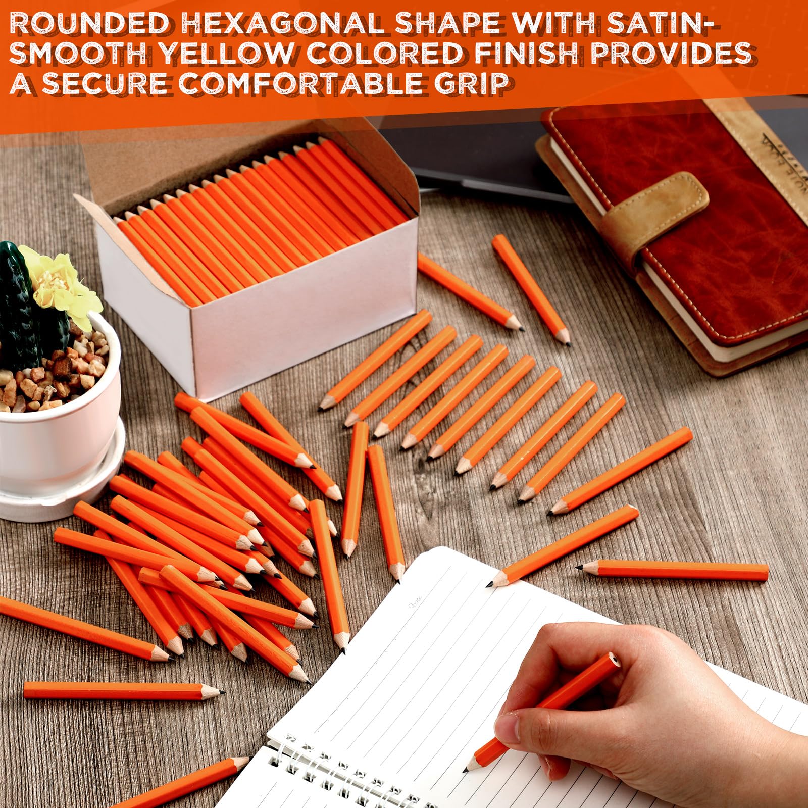1152 Stück Golfbleistifte 2 HB halbe Bleistifte 8,9 cm vorgespitzte kleine Bleistifte Bulk Schulbedarf Klassenzimmer Kindergarten Schreiben Zeichnen Zeichnen, Orange