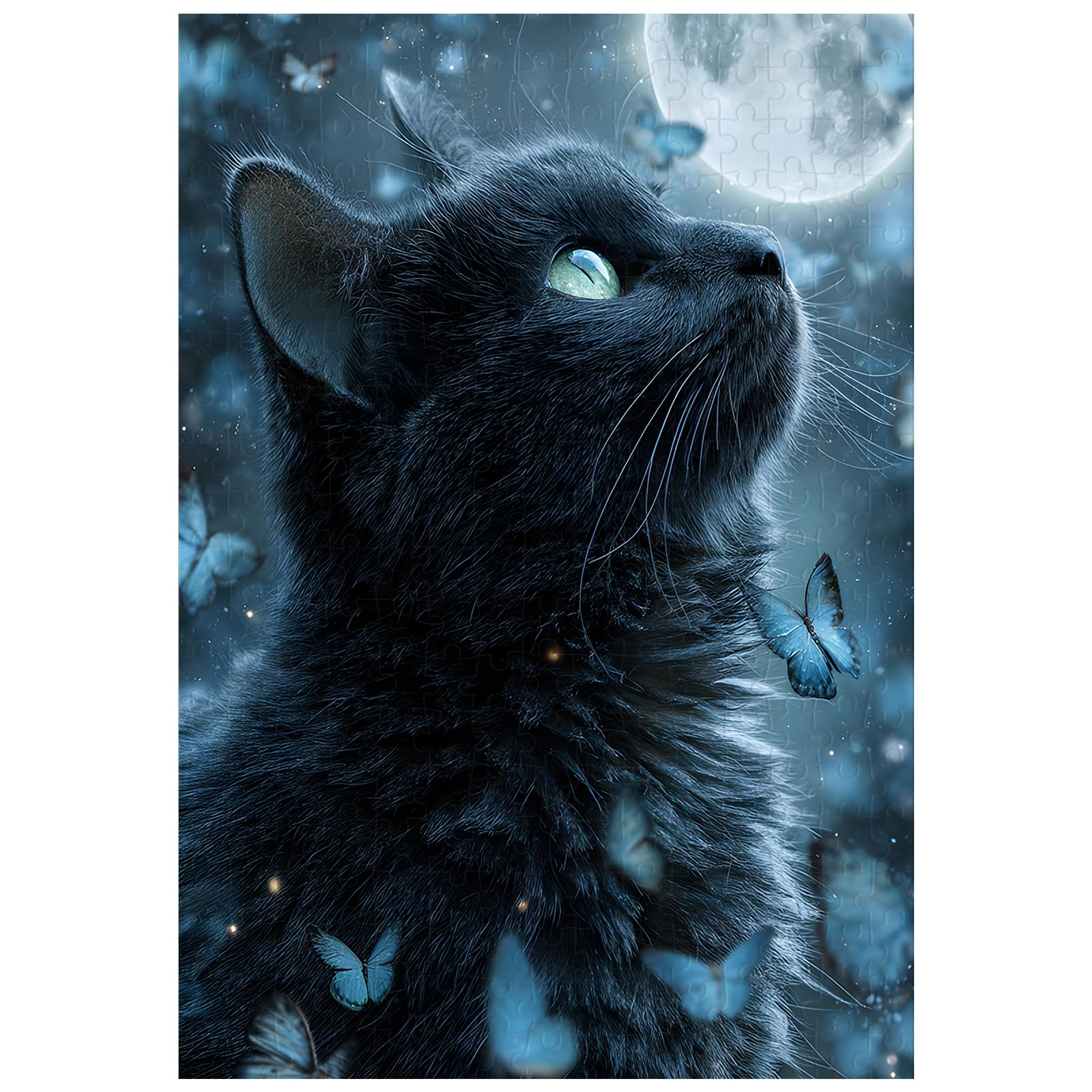 Great Jigsaw Puzzles for Adults 300 Pieces Black Cat Fantasy Night Puzzles for Adults Toys Gift Family Decoration Kids Puzzle