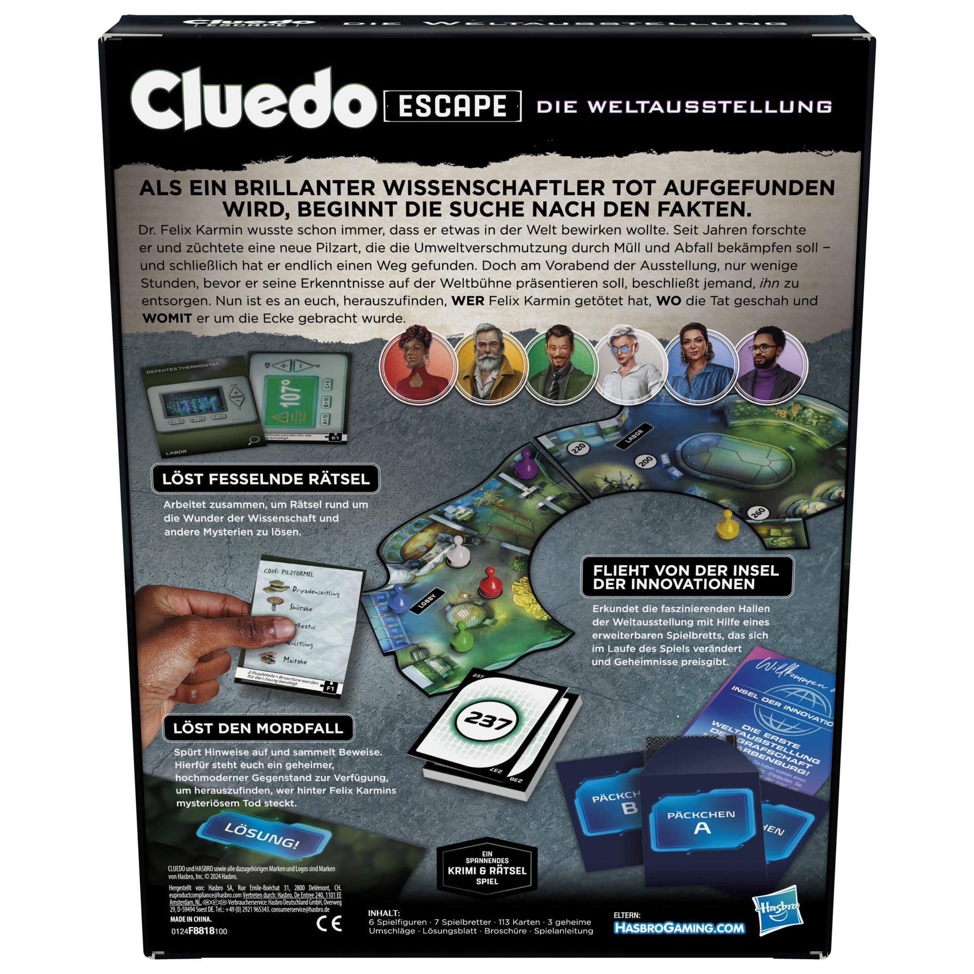Cluedo Escape : L'Exposition Mondiale - Jeu D'enquête Et D'énigmes Coopératif - Escape Room à La Maison - 1 à 6 Joueurs - Dès 10 Ans - Soirée En Famille