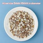 ASTARON 50g Mix Flatback Rhinestones Half Pearls for Crafts Mixed Size 3mm-10mm Flat Back Rhinestones for Crafts Flatback Pearls for DIY Tumblers Mugs Nail Art Shoes Clothes (Champagne Gold Series)