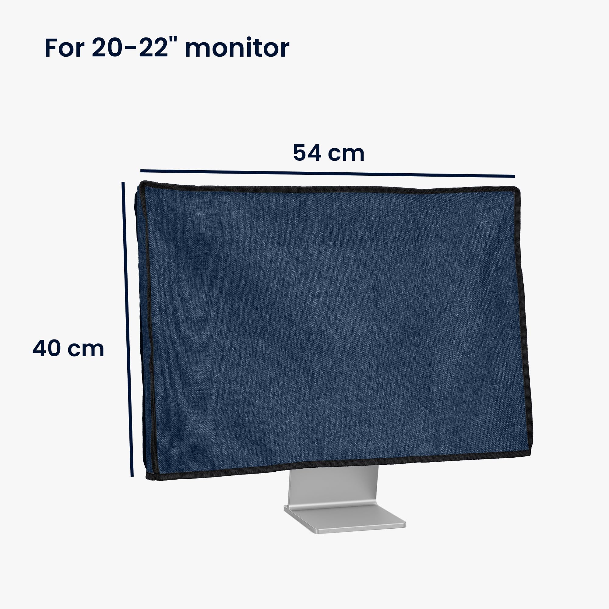 kwmobile Osłona przeciwpyłowa do monitora 50.8-55.9 cm, lniana osłona wyświetlacza monitora, chroni ekran komputera, niebiesko-szara
