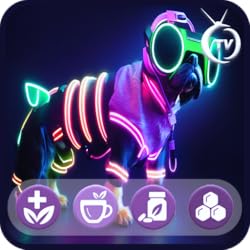 Neon Spectrum 4K TV Background with Clock and Ambient Background Audio