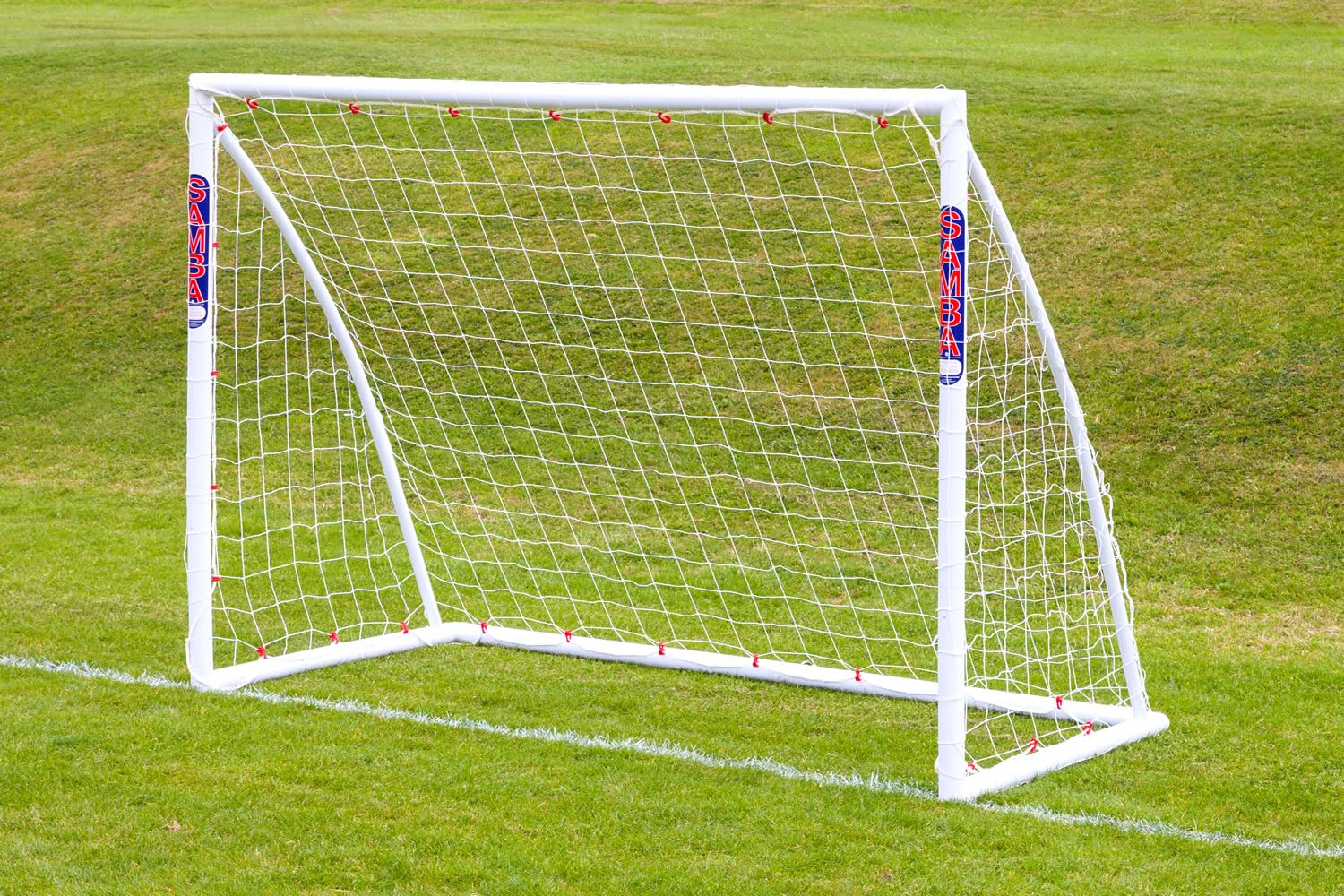 SAMBA garden football goal (choose your size), UK made, premium uPVC locking frame, all weather, extra thick net - 8ft x 6ft