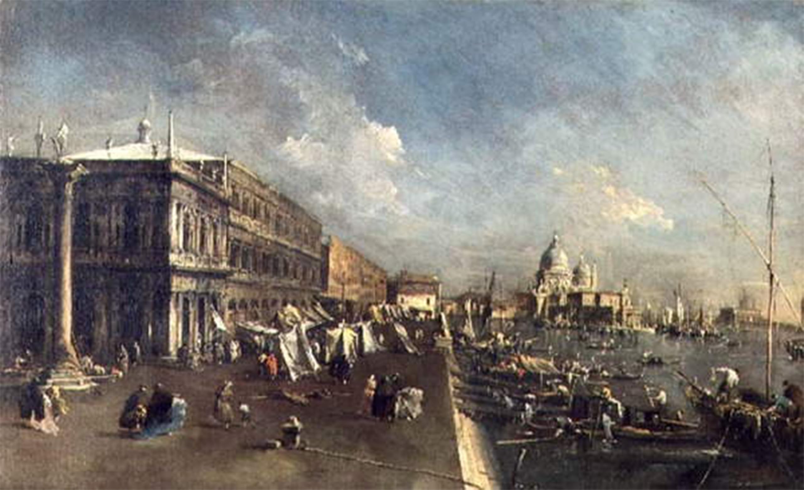 SERENDIPITP Vintage Picture Print on Canvas Wall Art Poster the Molo by Francesco Guardi Artwork Print Poster for Wall Decor 60x90cm
