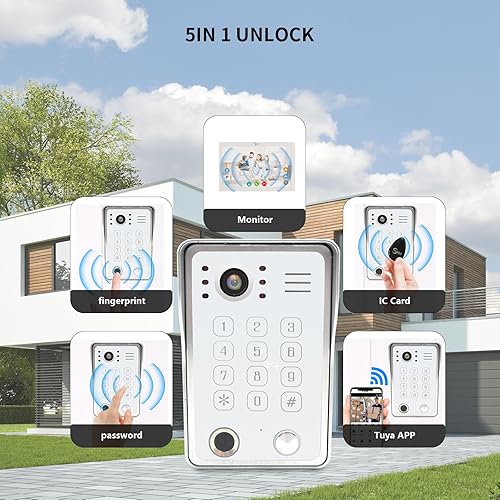 Miniatura 2 de ANJIELO SMART Sistema de portero de video con cable, cámara de timbre de video de 7 pulgadas con monitor, video portero con cable, apagado 5 en 1,