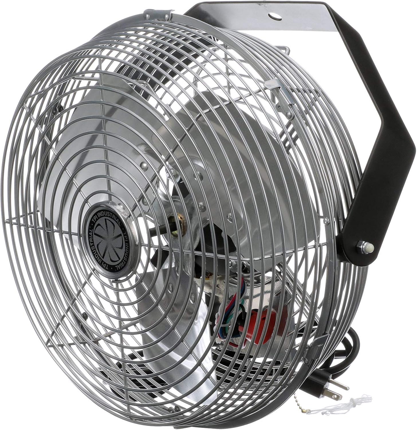 TPI U-12-TE Wall Mount Heavy Duty Ceiling Barn Fan for Garage, Shop, Workstation, Patio, 12" High-Velocity Commercial Indoor/Outdoor Fan, 1/12 Hp