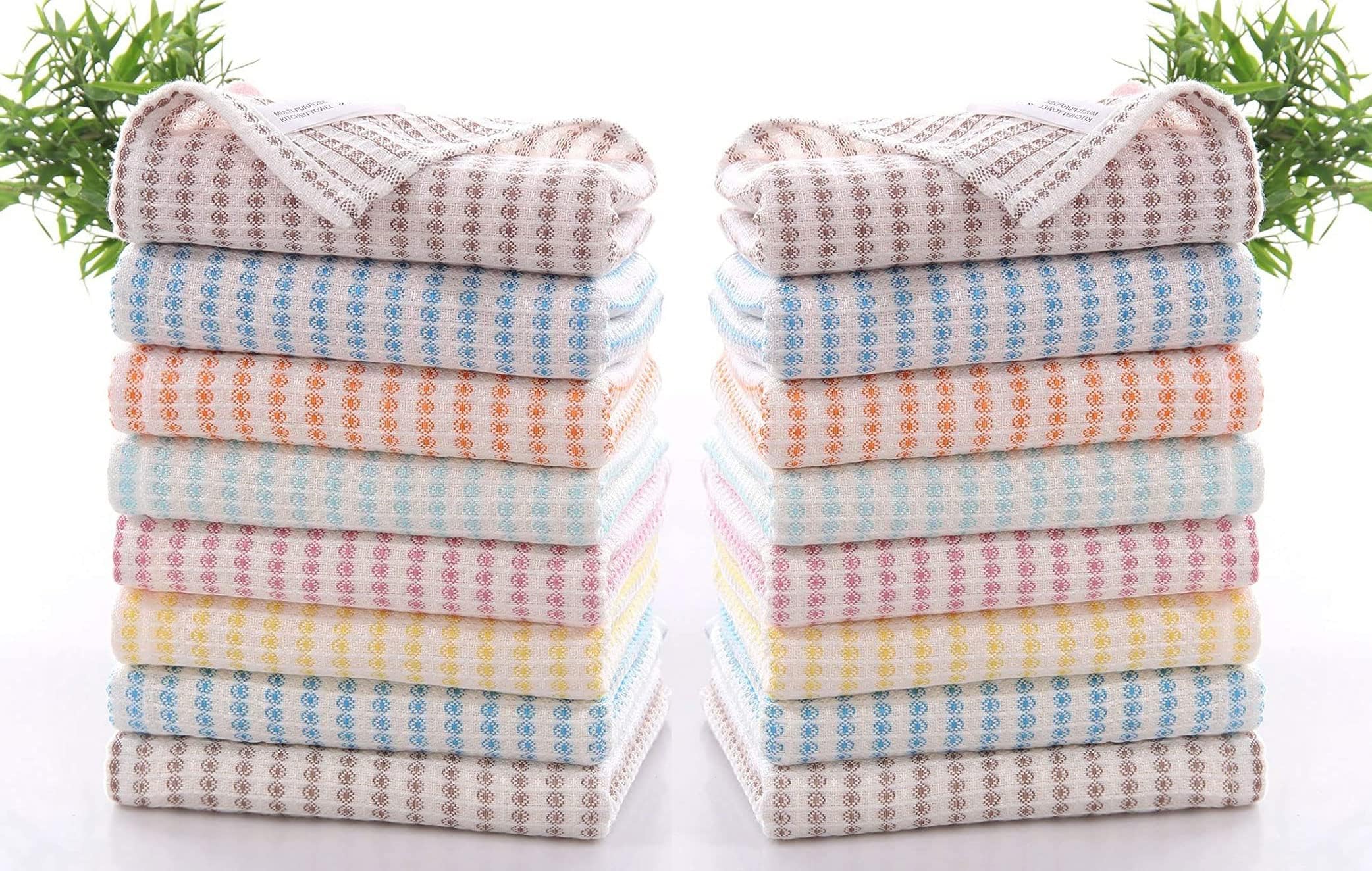 SAMI STUDIOS Kitchen Cleaning Towel SUPER VALUE PACK 100% Pure Cotton Towel Soft Absorbent Hand Towel Lunch Towel Daily Use Face Towel, Large Size 25 x 35 cm, Picnic Stripes (Set of 16 Pcs)