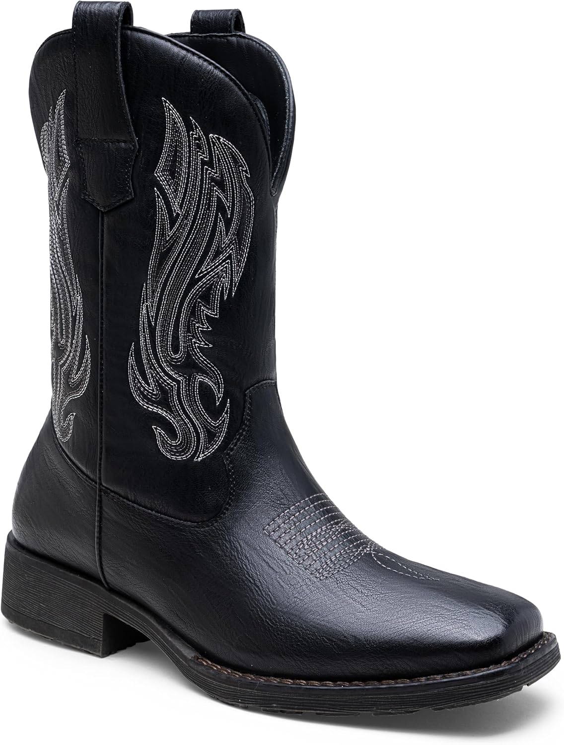 Jousen カウボーイブーツ 男性用 刺繍 メンズ ウエスタンブーツ レトロ スクエアトゥ メンズ ブーツ Botas Vaque