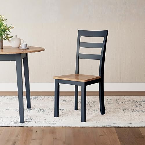 Miniatura 2 de Signature Design by Ashley Gesthaven - Juego de 2 sillas de comedor con marco de madera maciza, color azul y natural