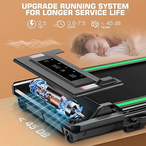 Miniatura 6 de ANCHEER Cinta de correr 4 en 1 para debajo del escritorio con inclinación máxima de 300 libras de capacidad, almohadilla para caminar, caminadora