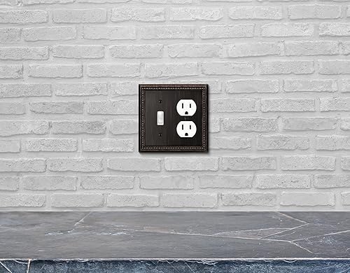 Vista 400 de Henne Bery Sunken Pearls - placa decorativa de pared para interruptor (Palanca simple, 2 unidades, níquel satinado)