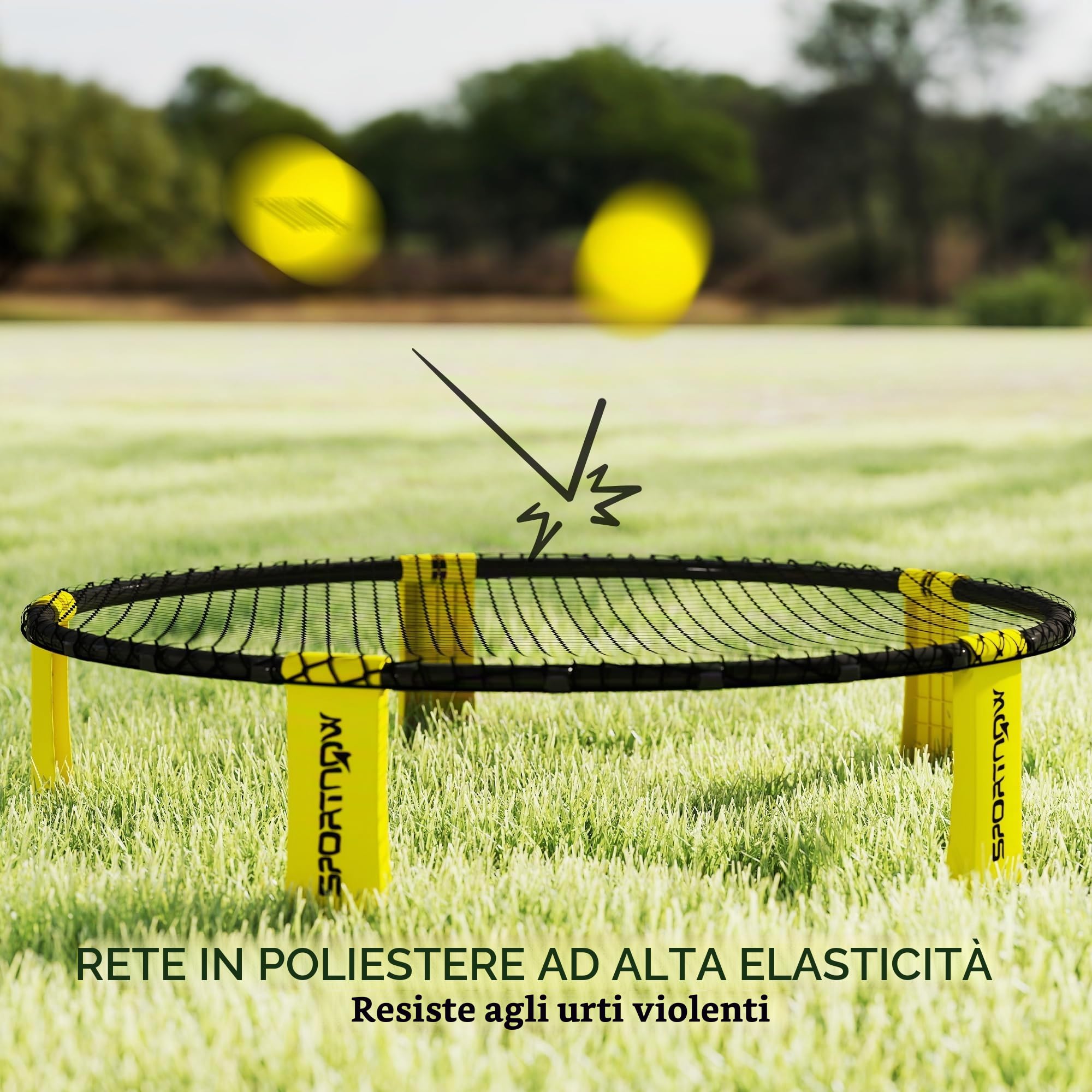 SPORTNOW Set gioco Spike, mini beach set con rete, 3 palline, Giallo