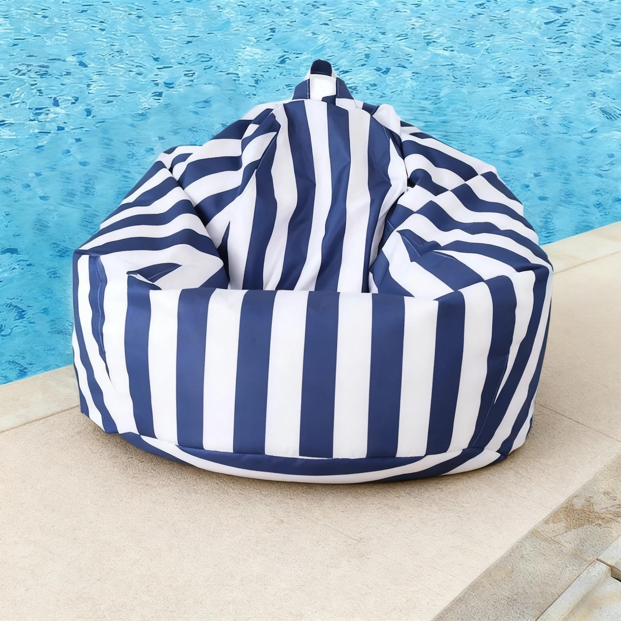 SXBCyan Housse de Pouf Exterieur (sans Remplissage), Fauteuils Poire Impermeable pour Enfant Adulte, Pouf Chaise de Salon, Plage, Jardin, Siège d'angle(Light Kahki,D100cm-cover-adults)