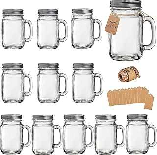 Mason Jar Cups, Mason Jars With Handle And Lids, Drinking Glasses Cups, ...
