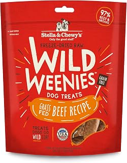 Stella & Chewy's Wild Weenies Freeze-Dried Raw Grass-Fed Beef Dog Treats - 97% Meat High-Protein Training Rewards for Puppies & Dogs, USA Made 3.25oz